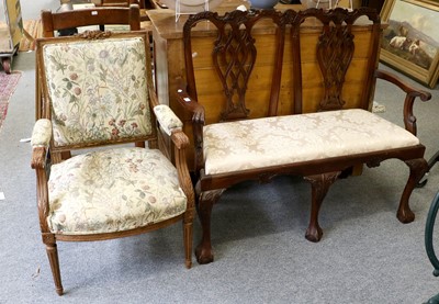 Lot 1263 - A Chippendale Style Bench, with drop in seat...