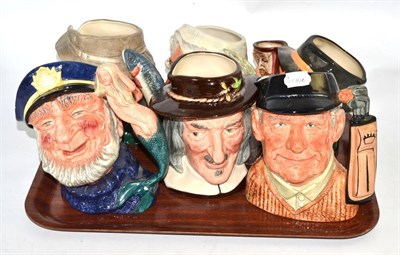 Lot 28 - Six large Royal Doulton character jugs - Old Salt, The Poacher, The Collector, The Lawyer,...