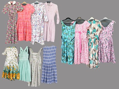 Lot 2158 - Circa 1950s Printed Cotton Dresses, comprising...
