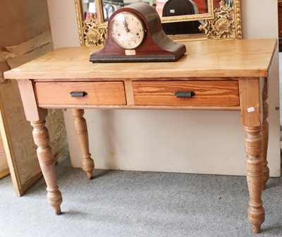 Lot 1182 - A Late Victorian Pine Two Drawer Side Table,...