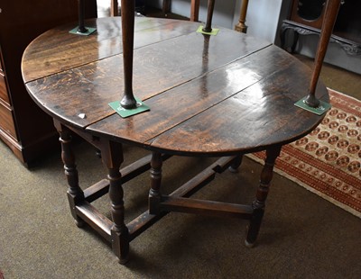 Lot 1278 - An 18th century Oak Gateleg Table, 121cm by...