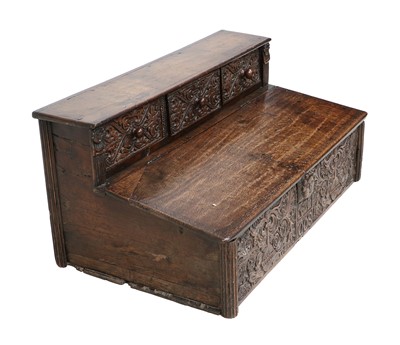 Lot 721 - A 17th Century Oak Table Box, dated 1668 and...