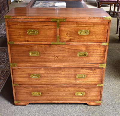 Lot 1380 - A Brass Bound Four Height Chest of Drawers,...