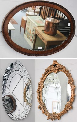 Lot 1143 - A Venetian Style Wall Mirror, 51cm by 90cm;...