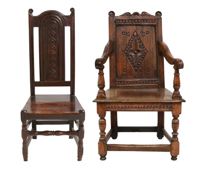 Lot 716 - A Joined Oak, Pine and Fruitwood Wainscot Open...