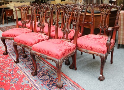 Lot 1295 - A Set of Reproduction Chippendale Style Carved...