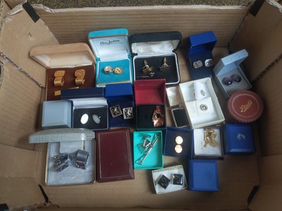 Lot 233 - A Box of Assorted Cufflinks, tie pins, etc,...