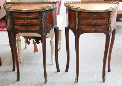 Lot 1159 - A Pair of Reproduction Demi-lune Lamp Tables,...