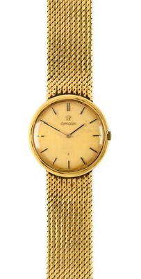 Lot 2228 - Omega: An 18 Carat Gold Wristwatch, signed...