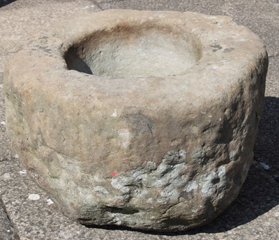 Lot 1246 - A Weathered Stone Planter of Circular Form,...