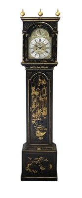 Lot 703 - A Black Chinoiserie Eight Day Longcase Clock,...