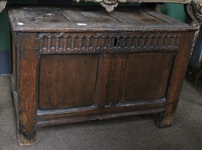 Lot 1374 - 18th Century Two Panel Coffer, 87cm by 49cm by...