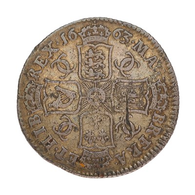 Lot 71 - Charles II, Shilling 1663, first bust with...