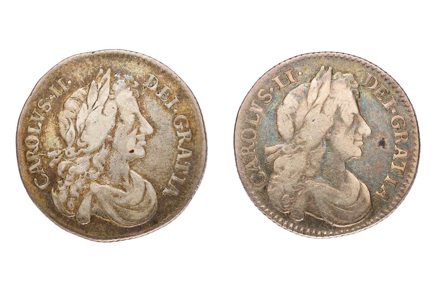 Lot 72 - 2x Charles II, Sixpences, comprising: 1674,...