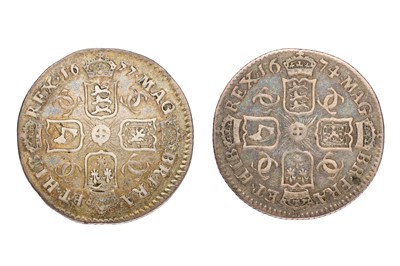 Lot 72 - 2x Charles II, Sixpences, comprising: 1674,...