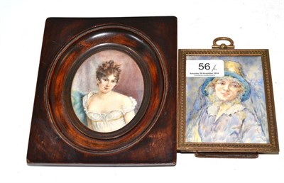Lot 56 - British School, An oval portrait of an elegant lady, together with a portrait of a lady wearing...