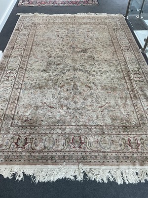 Lot 344 - Chinese Silk Carpet, modern The pale candy...