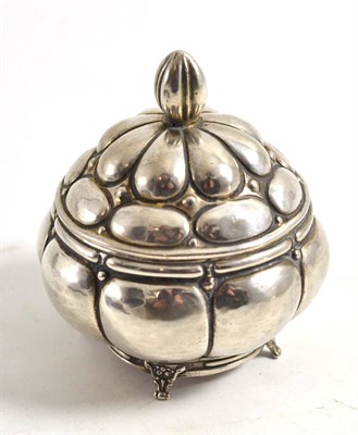 Lot 57 - A Russian pumpkin shaped box and cover, bears Russian silver marks