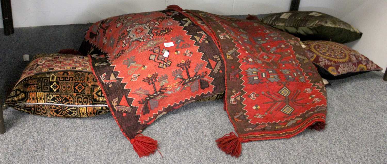 Lot 367 - A Small Group of Eastern Style Rugs & Cushions,...