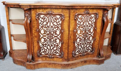 Lot 1097 - A Victorian Walnut Credenza, with grille doors...