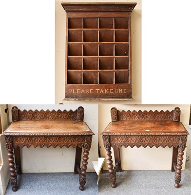 Lot 1117 - A Pair of Victorian Carved Oak Side Tables,...