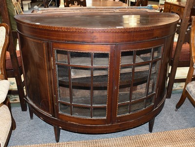 Lot 1154 - A Georgian Mahogany Demi Lune Side Cabinet,...