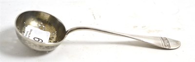 Lot 63 - A Russian sifter spoon, the bowl with a geometric piercing, bears Russian silver marks