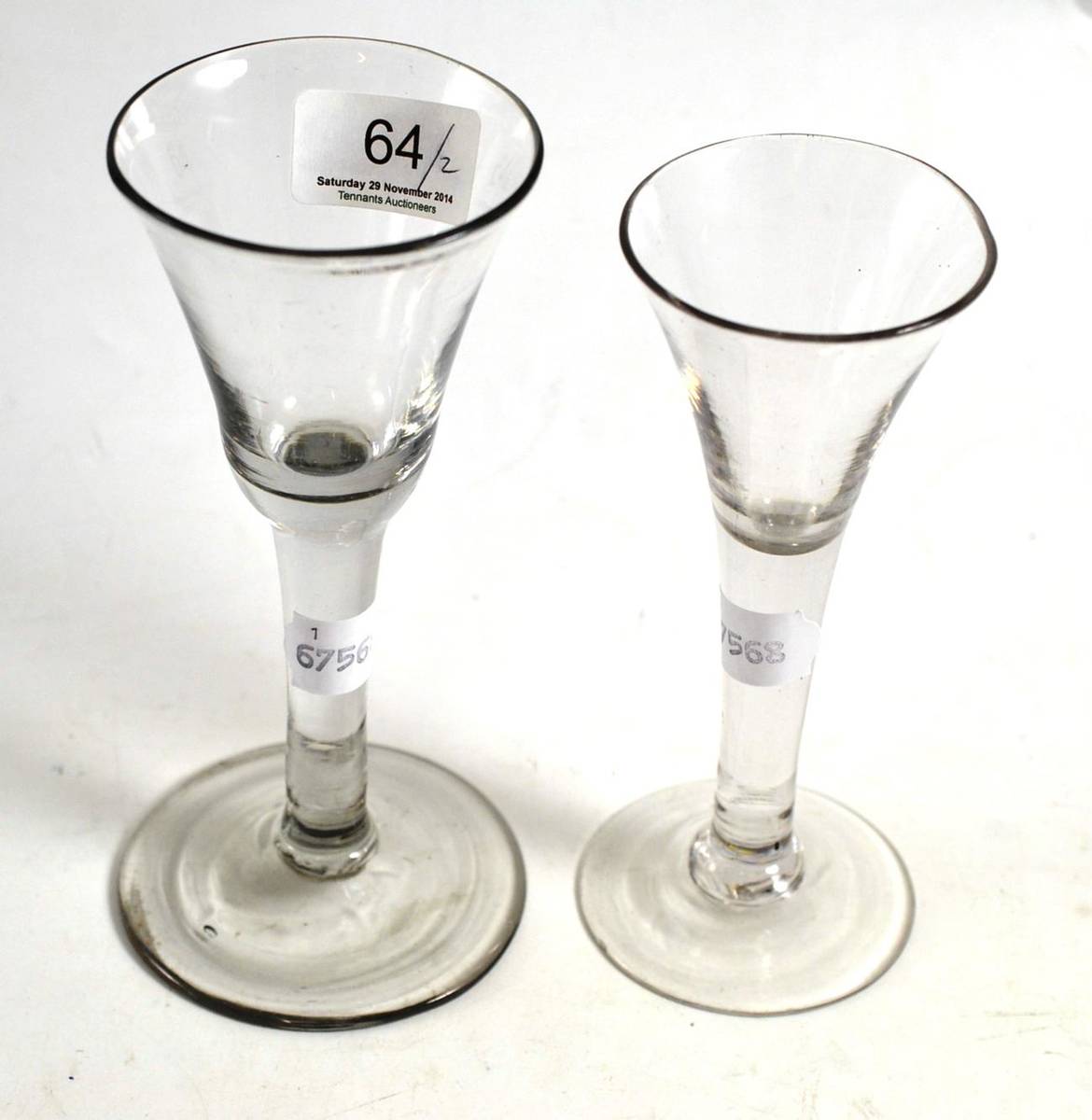 Lot 64 - Two 18th century wine glasses