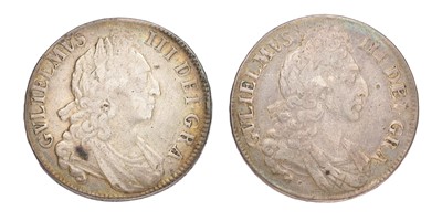 Lot 91 - 2x William III, Crowns; consisting of; 1696,...