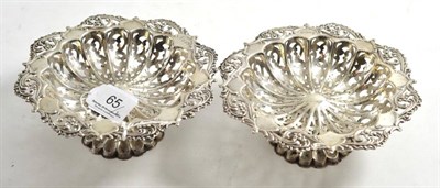 Lot 65 - Pair of silver pedestal dishes, Walker & Hall, Sheffield 1905