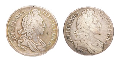 Lot 92 - 2x William III, Crowns; consisting of; 1696,...
