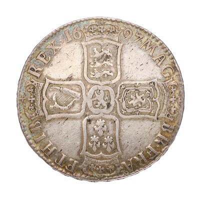 Lot 94 - William III, Halfcrown 1697, Exeter Mint, NONO,...