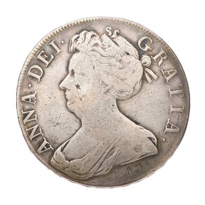 Lot 104 - Anne, Crown 1708, SEPTIMO, second bust, plumes...