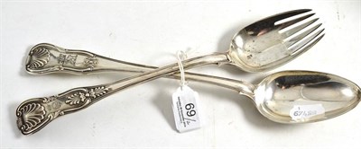 Lot 69 - A Georgian silver basting spoon, London 1814; and an early Victorian Runcible spoon, London 1837