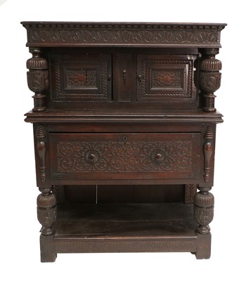 Lot 738 - A Late 17th Century Carved Oak Court Cupboard,...