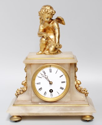 Lot 261 - An Alabaster and Gilt Metal Mounted Mantel...