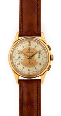 Lot 2293 - Verdal: A Gold Plated Chronograph Wristwatch,...