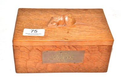 Lot 75 - A Robert ";Mouseman"; Thompson oak trinket box, with carved mouse signature