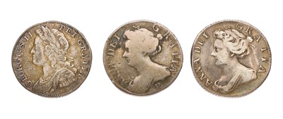 Lot 113 - 2x Anne, Sixpences, comprising: 1705, late...