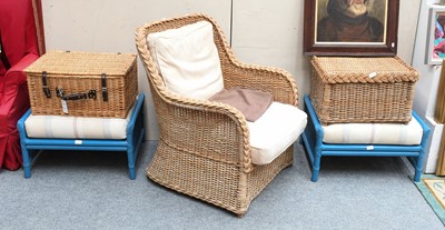 Lot 1127 - Conservatory Furniture Including, a wicker...