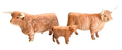 Lot 142 - Beswick Highland Cattle Comprising: Bull,...