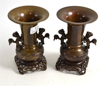 Lot 87 - A pair of Japanese bronze vases