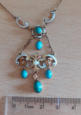 Lot 2035 - An Early 20th Century Turquoise, Split Pearl...