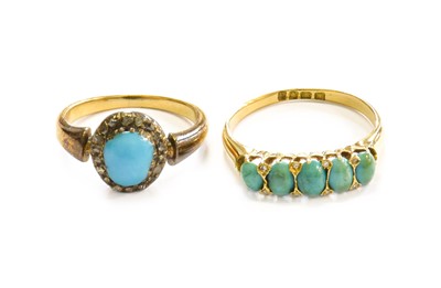 Lot 109 - An 18 Carat Gold Turquoise Five Stone Ring,...