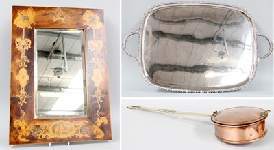 Lot 360 - A Large Silver Plated Teatray, a poker work...