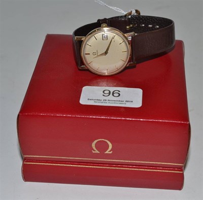 Lot 96 - A 9ct gold wristwatch signed Omega with Omega box