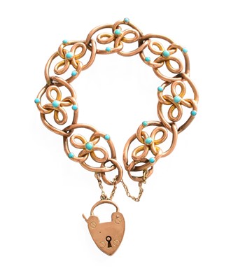 Lot 56 - A Fancy Link Turquoise Bracelet, with a heart...