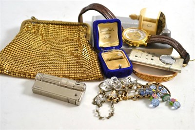 Lot 97 - A small quantity of jewellery including gold bangle, chain, diamond ring, Victorian ivory...