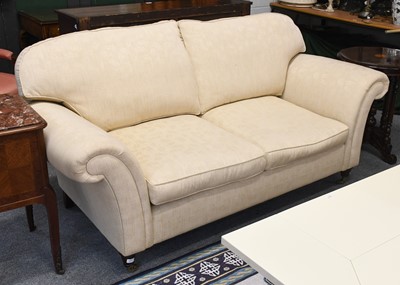 Lot 1185 - A Pair of Modern Two Seater Sofas, the cream...