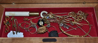 Lot 98 - A quantity of stick pins, a gold bangle and costume jewellery